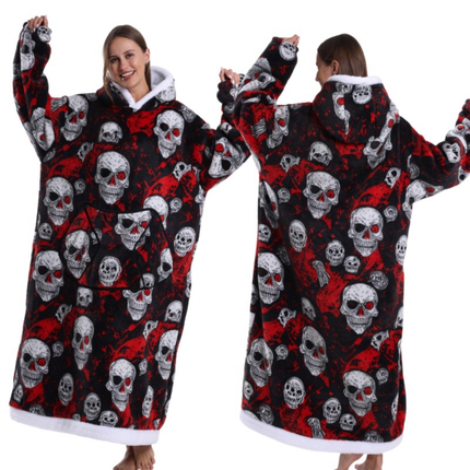 Blue Christmas Edition Oversized Hooded Blanket for Adults - Ultra Soft & Warm Wearable Fleece Throw with Giant Pocket, Perfect for Winter, Christmas & Valentine's Day.