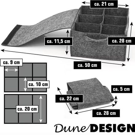 2 Pack Dark Grey Foldable Mug Storage Organizer (Holds 6 Mugs) - Felt Camping & Picnic Dinnerware Storage Box with Handle and Secure Closure