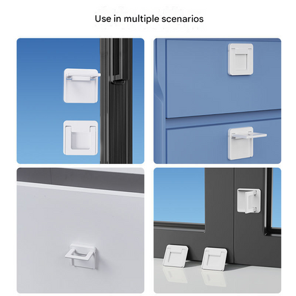 Multifunctional Window & Door Safety Lock (5 Pack) - Punch Free Sliding Track Stopper and Drawer Pull Handle