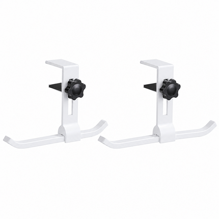 2 pack White Aluminium Desk Edge Hook - Adjustable Clamp-On Bag Hanger For School And Office - Space Saving Storage Solution