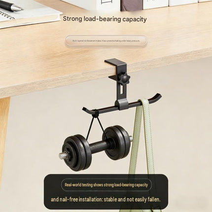 2 pack Black and Grey Aluminium Desk Edge Hook - Adjustable Clamp-On Bag Hanger For School And Office - Space Saving Storage Solution