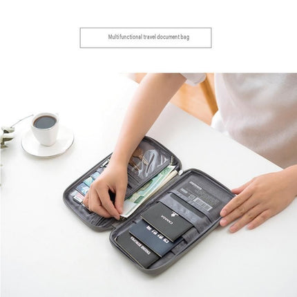 3-pack Large size Blue Travel Document Organiser - Waterproof Oxford Cloth Passport Holder With Multi-Pocket Storage - Portable Card And Cash Wallet For Holidays