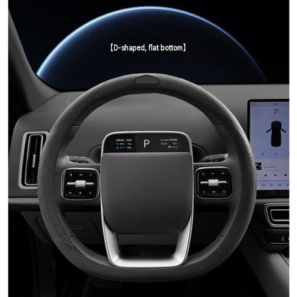 Black Liquid Silicone Steering Wheel Cover - Ultra-Thin Non-Slip Sweat-Resistant Car Wheel Protector For O Type And D Type Wheels
