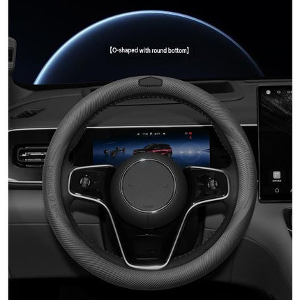 Black Liquid Silicone Steering Wheel Cover - Ultra-Thin Non-Slip Sweat-Resistant Car Wheel Protector For O Type And D Type Wheels