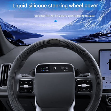 Red Liquid Silicone Steering Wheel Cover - Ultra-Thin Non-Slip Sweat-Resistant Car Wheel Protector For O Type And D Type Wheels
