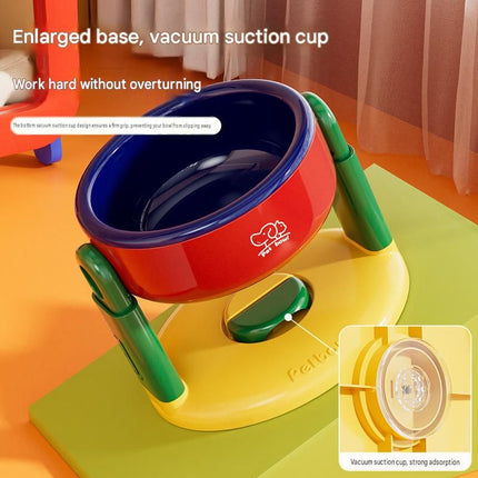 Pink Adjustable Height Pet Bowl With Suction Cup Base - Anti-Spill Elevated Feeder For Cats And Dogs - 3-Level Neck Protection Design