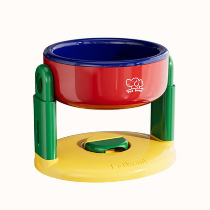 Red Adjustable Height Pet Bowl With Suction Cup Base - Anti-Spill Elevated Feeder For Cats And Dogs - 3-Level Neck Protection Design