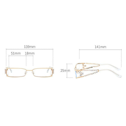 Women's Rectangle Sunglasses, Pearl Rhinestone Silver Metal Frame with Transparent Tea UV400 Lenses for Streetwear, Party, Outdoor