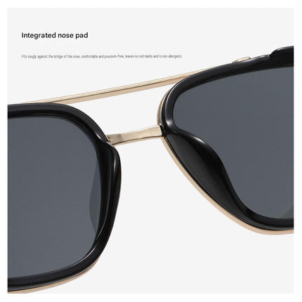 Men's Black Metal Frame Black Lens Sunglasses - Square Retro Style UV400 Protection Fashion Eyewear for Driving Travel and Daily Wear