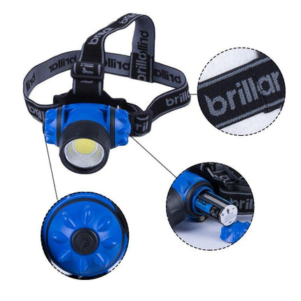 3 Mode Headlamp with COB LED Technology-Black/Blue.