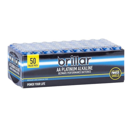 50 Pcs Brillar AA Platinum Alkaline Batteries.