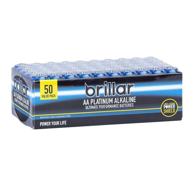 50 Pcs Brillar AA Platinum Alkaline Batteries.