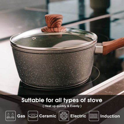 5Pieces Non-Stick Marble Coating Saucepan/Casserole/Fry Pan Cookware Set.
