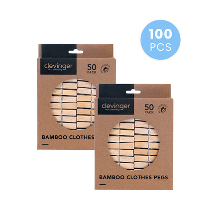 100 Pcs Eco Bamboo Clothes Pegs.