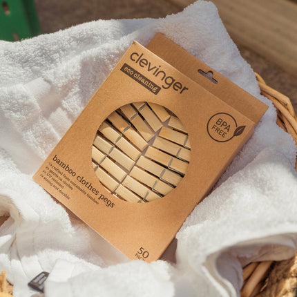 100 Pcs Eco Bamboo Clothes Pegs.
