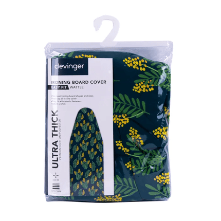 Ironing Board Cover Heat Resistant 35x 115cm- Wattle Print.