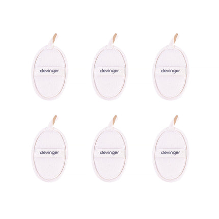 6 pcs Clevinger Eco Oval Facial Exfoliating Loofah – Biodegradable Skin Exfoliation Pads.
