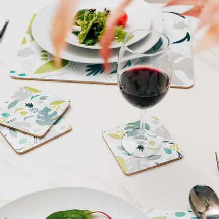 8 Pcs Clevinger  MDF Placemats and Coasters Monstera.