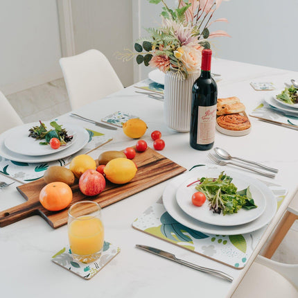 8 Pcs Clevinger  MDF Placemats and Coasters Monstera.