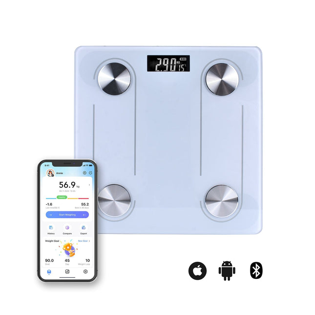 Clevinger Bluetooth Smart Digital Glass Bathroom Scale Max Capacity 180KG.