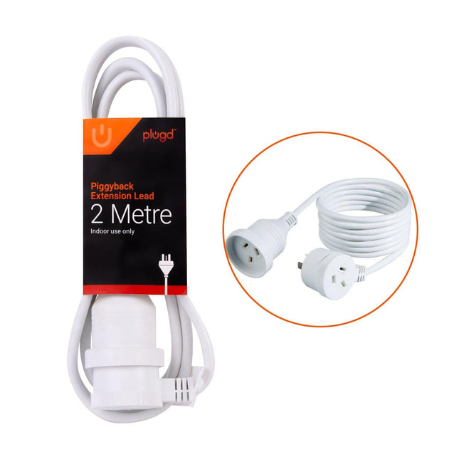 2 Meters Piggyback Extension Power Outlets Lead.