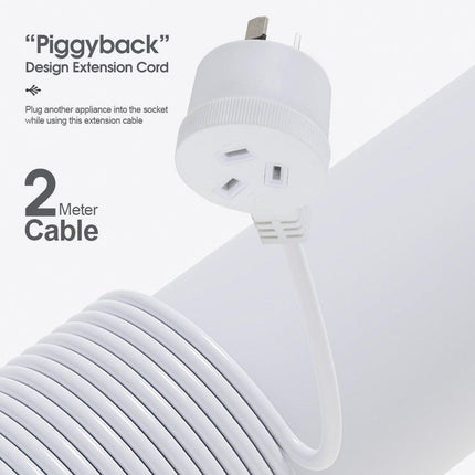 2 Meters Piggyback Extension Power Outlets Lead.
