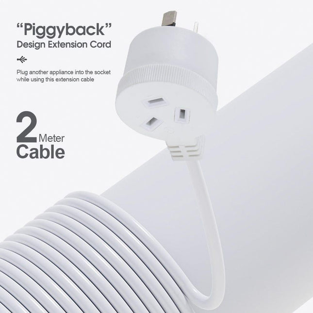 2 Meters Piggyback Extension Power Outlets Lead.