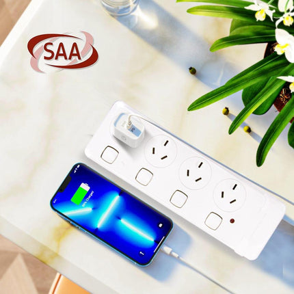 4 Outlet Power Board With Surge Protection with Individual Switches 1M Lead Cable.