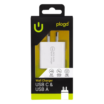20W USB C & USB A QC3.0+PD Fast Charging Wall Charger.