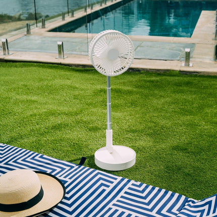 Folding Telescopic 4.5W Portable Height/Tilt Adjustable Rechargeable Cordless Fan.