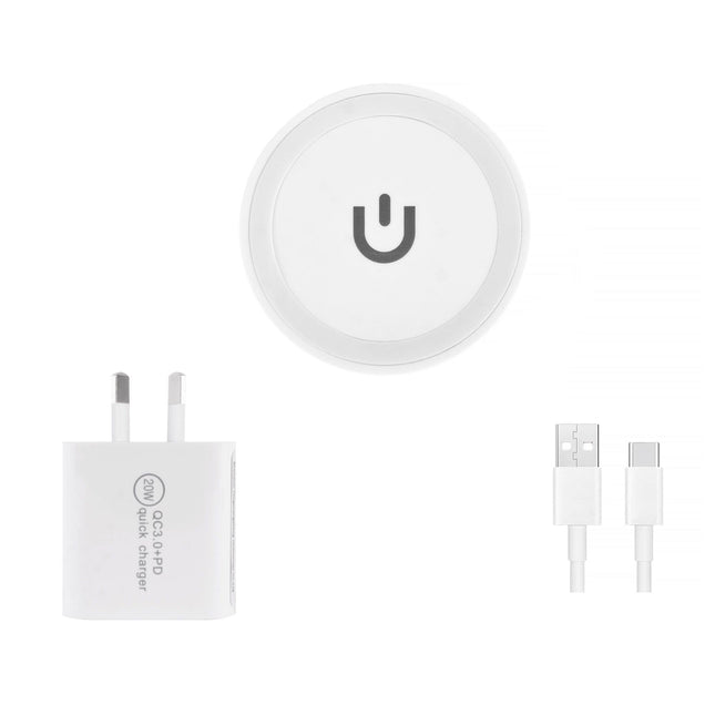 20W USB-C & USB-A Fast Charging Wall Charger + 15W Qi Wireless Charging Pad – Dual-Mode Power Kit.
