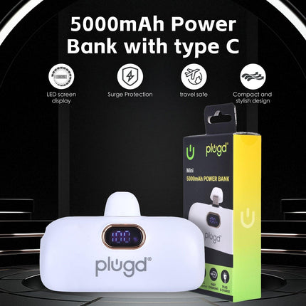 5000mAh 18.5W Mini USB-C Fast Charge Power Bank.