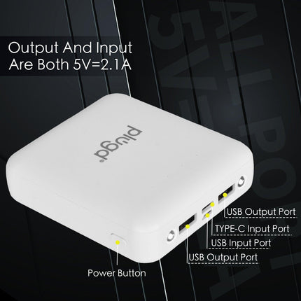 5000mAh Fast Charge Power Bank with 4 Built-in Cables and LED Lights.