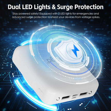 5000mAh Fast Charge Power Bank with 4 Built-in Cables and LED Lights.