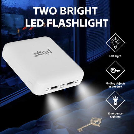 5000mAh Fast Charge Power Bank with 4 Built-in Cables and LED Lights.