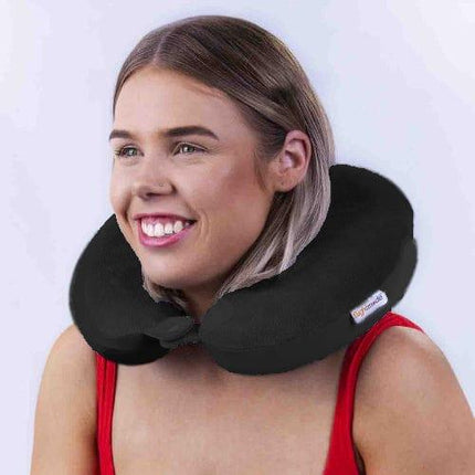 Deluxe Memory Foam Travel Pillow Black.