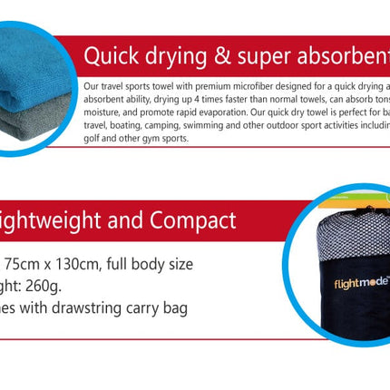 MicroFibre Travel Towel Grey.