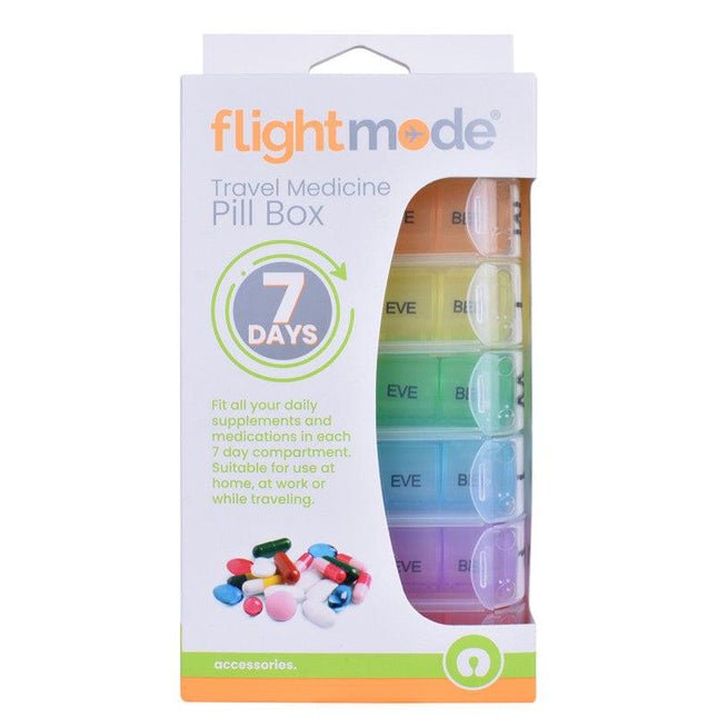 Flightmode 7 Day Travel Pill Box Medicine Organiser with Individual Daily Compartment.