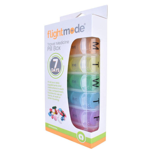 Flightmode 7 Day Travel Pill Box Medicine Organiser with Individual Daily Compartment.