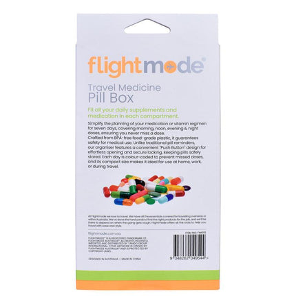Flightmode 7 Day Travel Pill Box Medicine Organiser with Individual Daily Compartment.