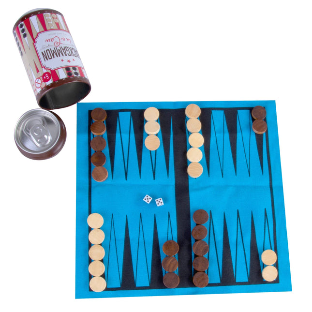 Backgammon In a Can - Travel Board Game.