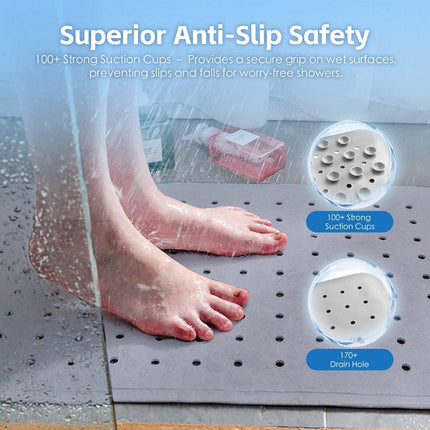 2Pack 70×40 cm Anti‑Slip Grip Shower Mat Quick‑Dry Bath Mat with 100+ Suction Cups.
