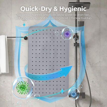 2Pack 70×40 cm Anti‑Slip Grip Shower Mat Quick‑Dry Bath Mat with 100+ Suction Cups.