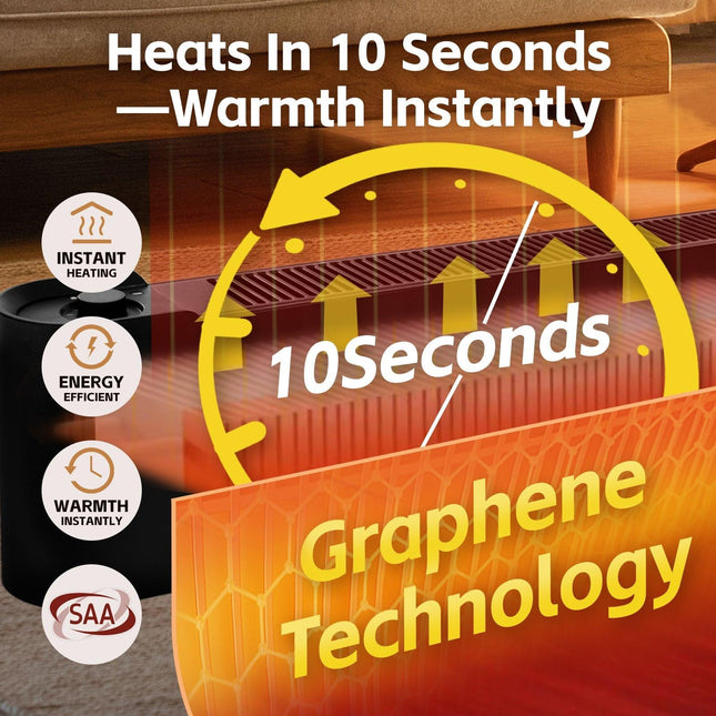 2200W Graphene Floor Electric Heater – Fast Heating, Energy-Efficient, Portable Indoor Heater.