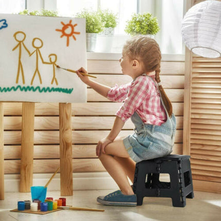 Stool Portable Plastic Foldable Chair Outdoor Bathroom Kitchen Adult Kids Black.