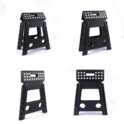 Large Plastic Folding Stool Portable Chair Store Flat Easy Carry Outdoor Camping Black.