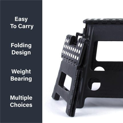 Large Plastic Folding Stool Portable Chair Store Flat Easy Carry Outdoor Camping Black.