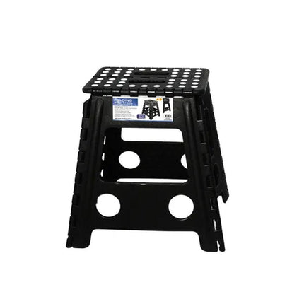 Large Plastic Folding Stool Portable Chair Store Flat Easy Carry Outdoor Camping Black.