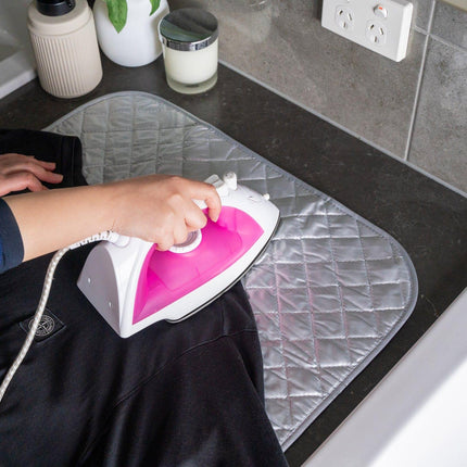 Iron Anywhere Portable & Foldable Ironing Mat with Heat Protecting Pressing Pad.