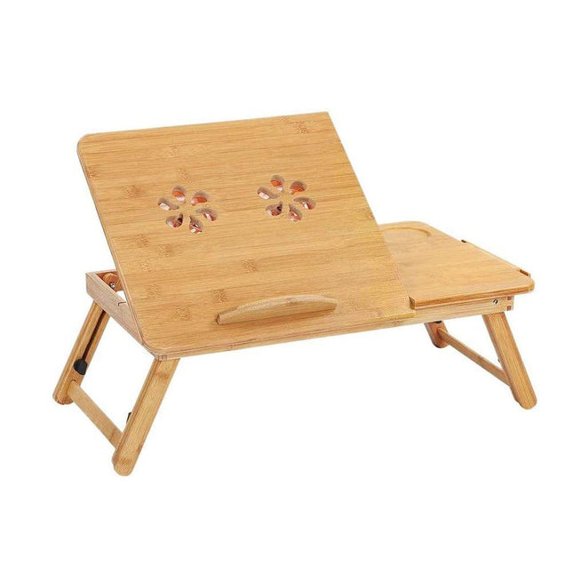 Foldable and Adjustable Bamboo Laptop Table, Bed Tray.